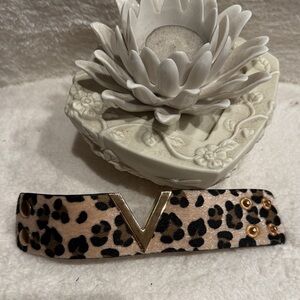 Leopard Print Hair Clip with Gold Accents